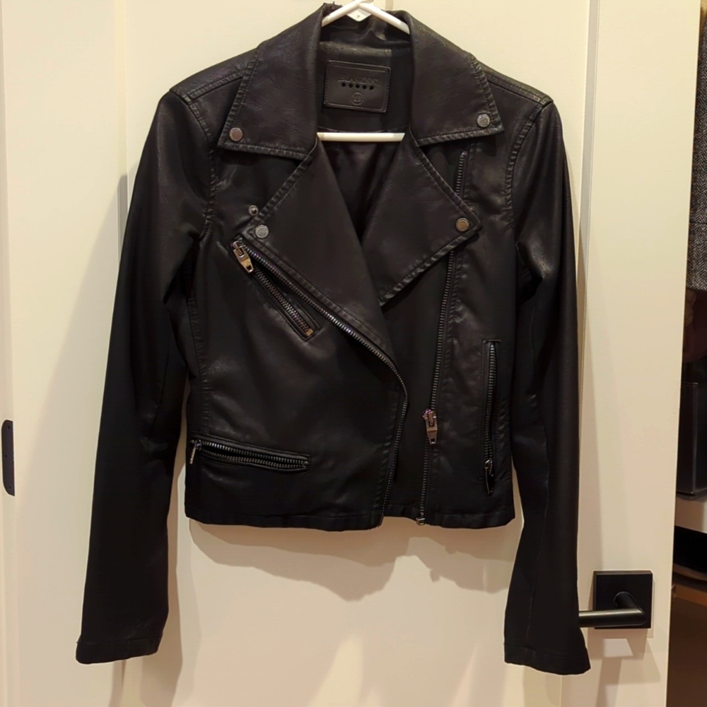 XS Faux Black Leather Jacket